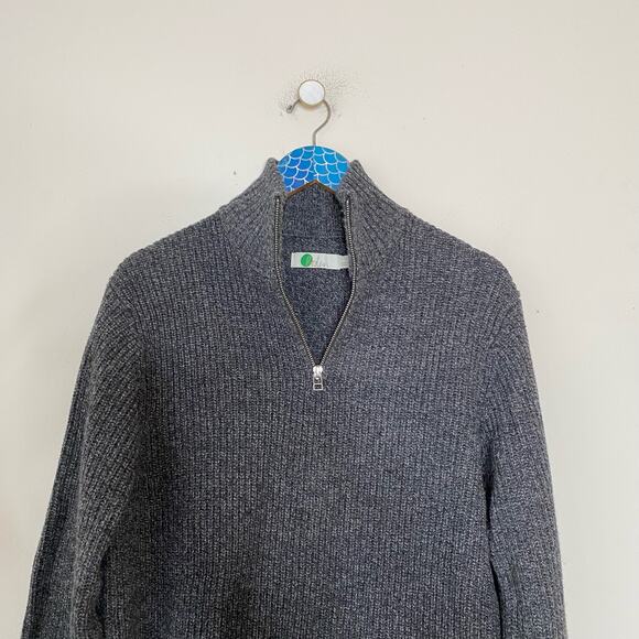 BODEN Men's Gray Navy Tarbert Half Zip Ribbed Knit Sweater Size Large - Picture 2 of 7